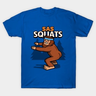 Bigfoot Sasquatch Funny Big Booty Butt Workout Squats Gym Cartoon T-Shirt